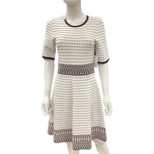 NWT Shoshana Dress Women’s Size M Fine Knit Short Sleeve A-Line Midi White